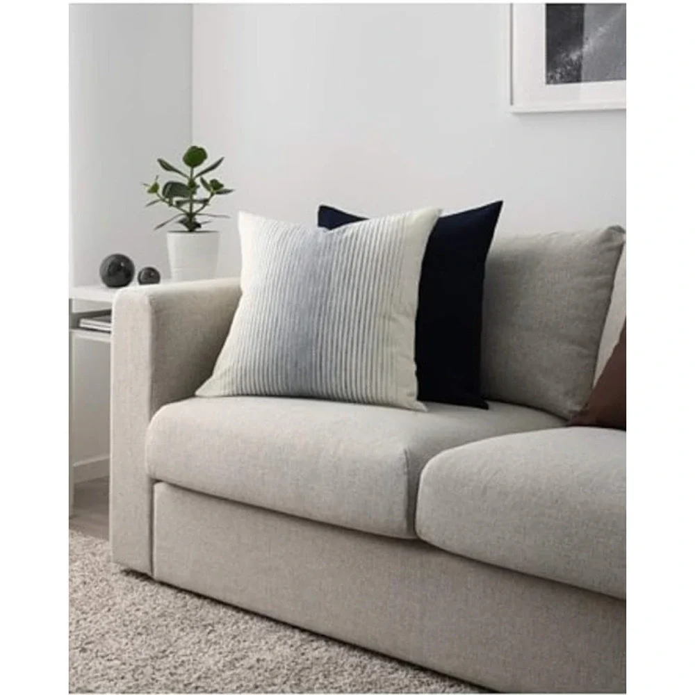 2 Ikea Cotton‎ Throw Pillow Covers Blue Natural 20x20